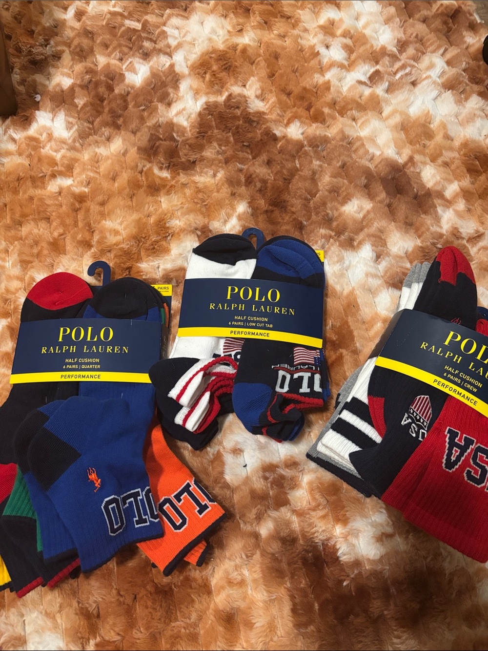 Polo by Ralph Lauren Men's Performance Ankle Socks - Blue/Red/Black
